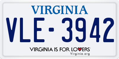 VA license plate VLE3942