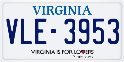 VA license plate VLE3953