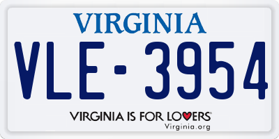 VA license plate VLE3954