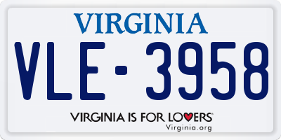 VA license plate VLE3958