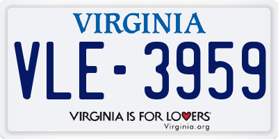 VA license plate VLE3959