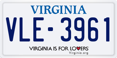 VA license plate VLE3961