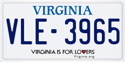 VA license plate VLE3965
