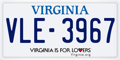 VA license plate VLE3967