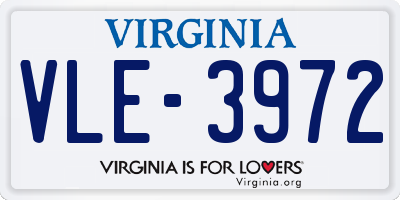 VA license plate VLE3972