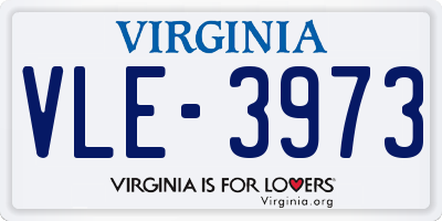VA license plate VLE3973