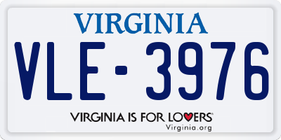 VA license plate VLE3976