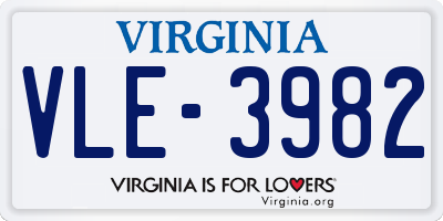 VA license plate VLE3982
