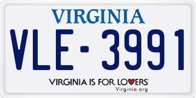 VA license plate VLE3991