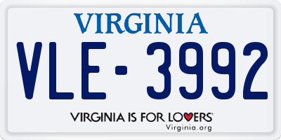 VA license plate VLE3992