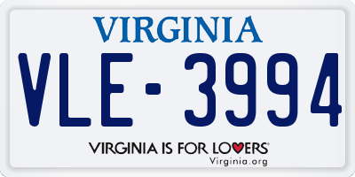 VA license plate VLE3994