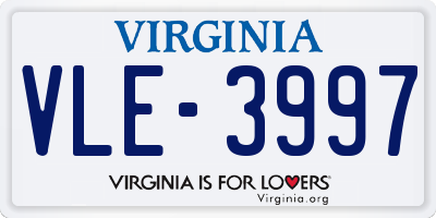 VA license plate VLE3997