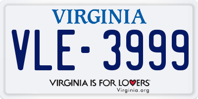 VA license plate VLE3999