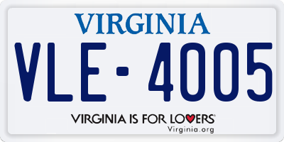 VA license plate VLE4005