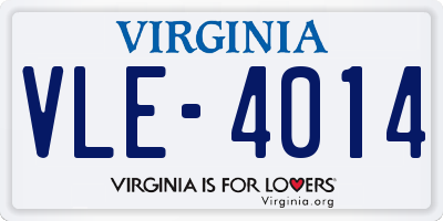 VA license plate VLE4014