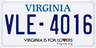 VA license plate VLE4016