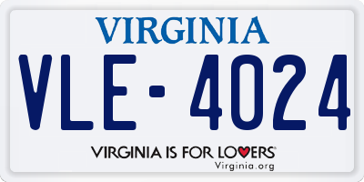 VA license plate VLE4024