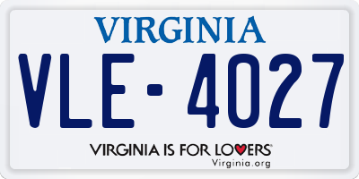 VA license plate VLE4027