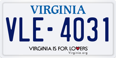 VA license plate VLE4031