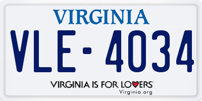 VA license plate VLE4034