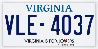 VA license plate VLE4037