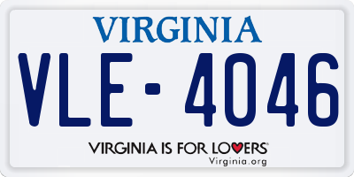 VA license plate VLE4046