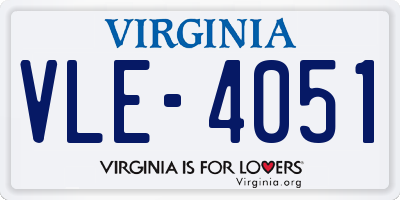 VA license plate VLE4051