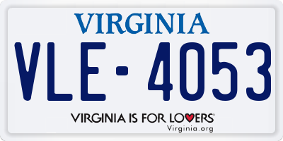 VA license plate VLE4053