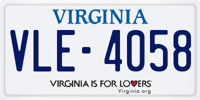 VA license plate VLE4058