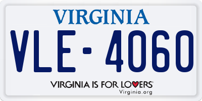 VA license plate VLE4060