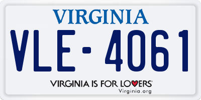 VA license plate VLE4061