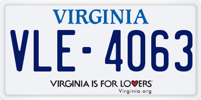 VA license plate VLE4063