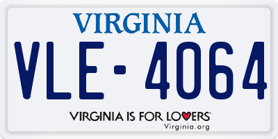 VA license plate VLE4064