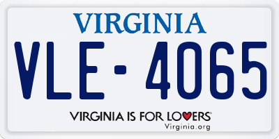 VA license plate VLE4065