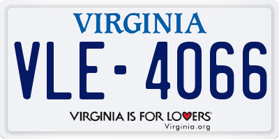 VA license plate VLE4066