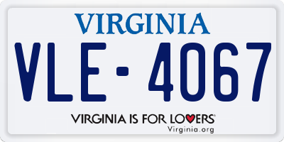 VA license plate VLE4067