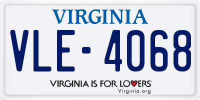 VA license plate VLE4068