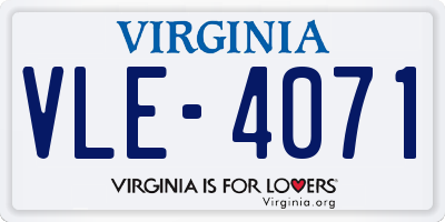 VA license plate VLE4071