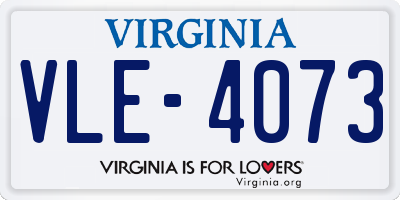 VA license plate VLE4073