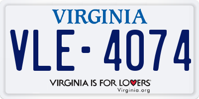 VA license plate VLE4074