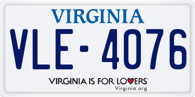 VA license plate VLE4076
