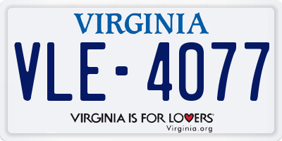 VA license plate VLE4077