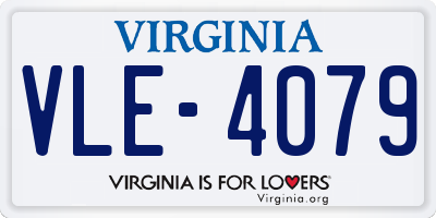 VA license plate VLE4079