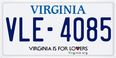 VA license plate VLE4085