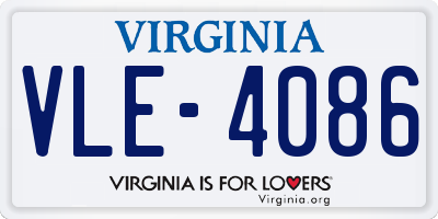 VA license plate VLE4086