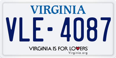 VA license plate VLE4087