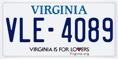 VA license plate VLE4089