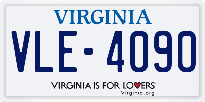 VA license plate VLE4090