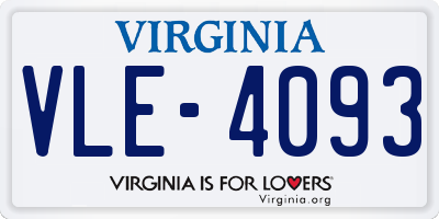 VA license plate VLE4093