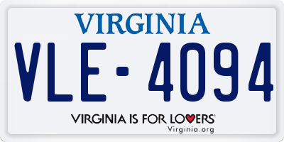VA license plate VLE4094